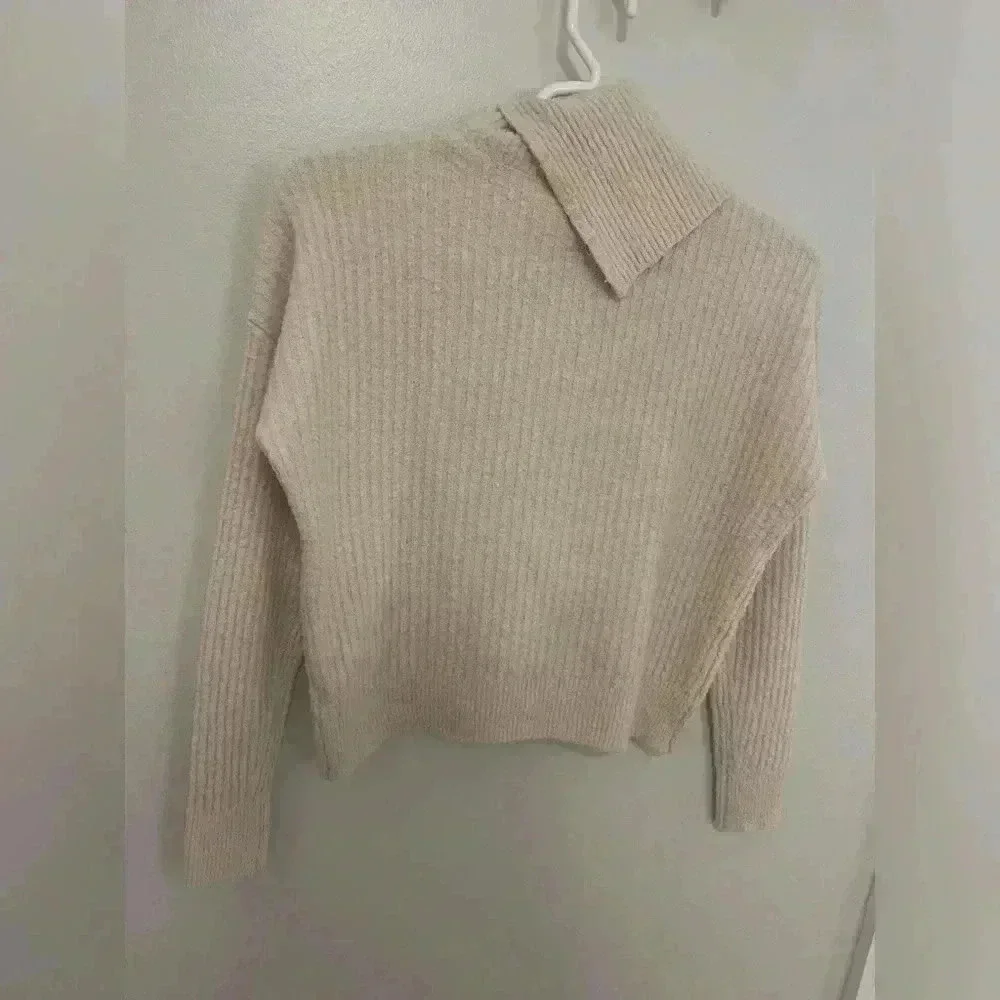 LILLA P Easy Split Collar Sweater, Salt